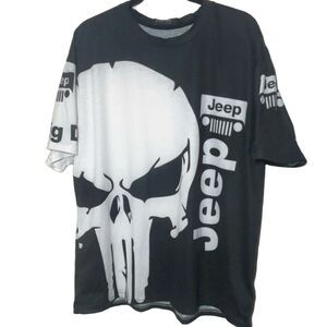 ZOOTOP BEAR Punisher Skull Jeep Graphic T-Shirt HHTX56939 Black White XXL